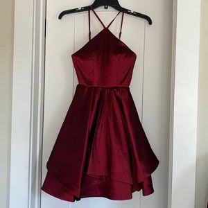 Dillards-sequin hearts, burgundy/red, short formal dress, size 0